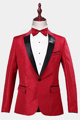 Red Jacquard Tuxedo Jacket Online | Glamorous Men Suits with One Button_1