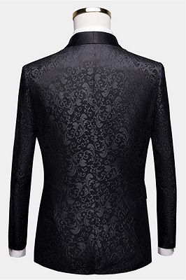 Black Jacquard Dinner Suits for Men | Formal Shawl Lapel One Button Blazer