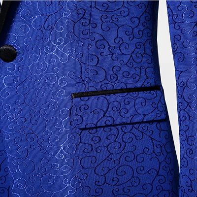 Royal Blue Jacquard Tuxedo Jacket | Stylish Slim Fit Blazer for Men_6