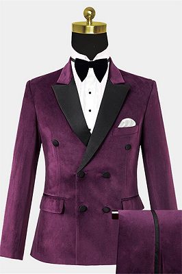 Jerry 2 Pieces Velvet Tuxedo | Double Breaste Prom Suits_1