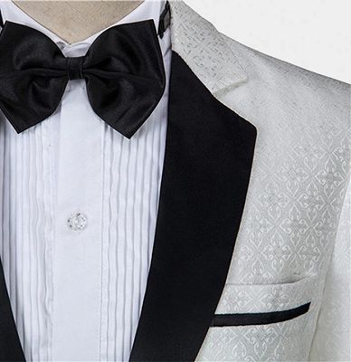 White Vintage Dinner Suits | Print Floral Tuxedo for Men_3