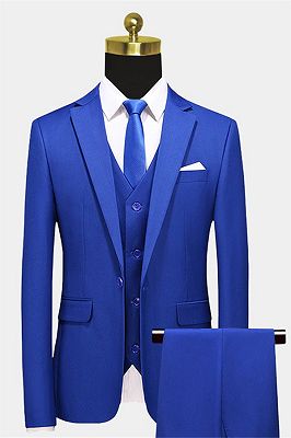 Royal Blue Notched Lapel Prom Suits | Formal Menswear with 3 Pieces