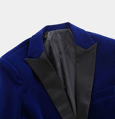 Royal Blue Peak Lapel Men Suits | Classic Velvet Best Prom Tuxedo_3