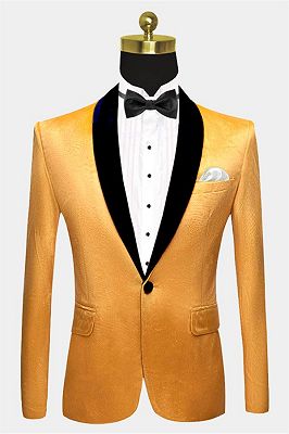 Yellow Velvet Blazer Suits | Slim Fit One Button Prom Tuxedo