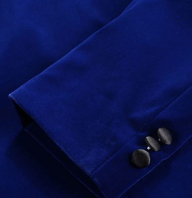 Royal Blue Peak Lapel Men Suits | Classic Velvet Best Prom Tuxedo_5