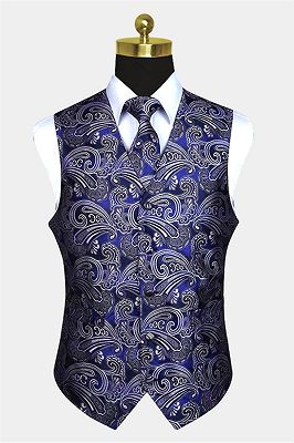 Fashion Cobalt Blue Paisley Prom Mens Vest Online