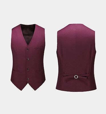 Armando Burgundy Suits with 3 Pieces | Peak Lapel Mens Wearhouse Tuxedo_3
