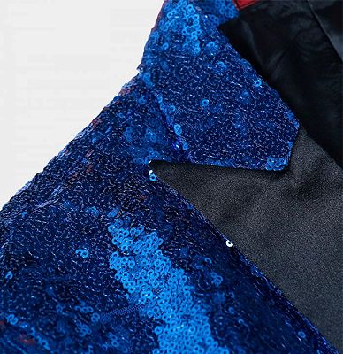 Royal Blue Sequin Men Suits | One Piece Blazer with Peak Lapel_3