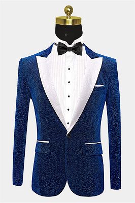 Glitter Blue Sequin Tuxedo Jacket | Ismael Slim Fit Prom Men Suits Online_1
