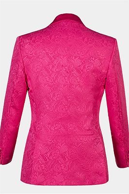 Floral Pink Jacquard Men Suits Online | Slim Fit Prom Suits with One Button