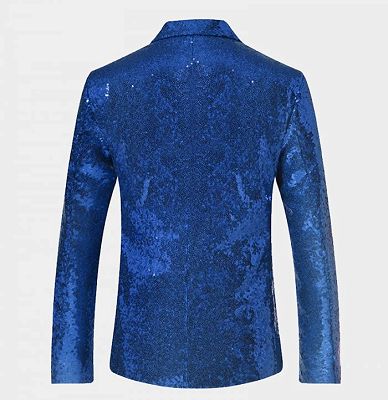 Royal Blue Sequin Men Suits | One Piece Blazer with Peak Lapel