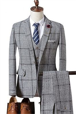 Formal Plaid Business Men Suits | Elegant Slim Fit Prom Suits Online_1
