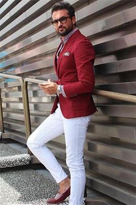 Red Blazer Jacket with Pants | Casual Slim Fit Men Suits_1