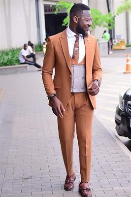 Caramel Slim Fit Dinner Suits For Men | Formal Bespoke Prom Suits Tuxedos 3 Pieces