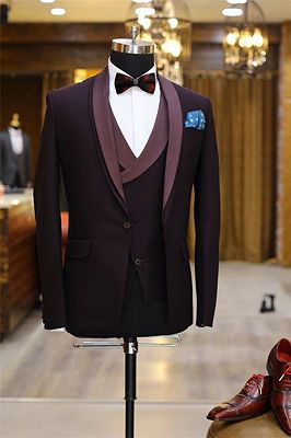Brenden Purple Slim fit Prom Suit | Three Pieces Shawl Lapel Tuxedo