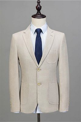 Beige Slim Fit Business Men Suits | Tuxedo for Groomsman Two Pieces