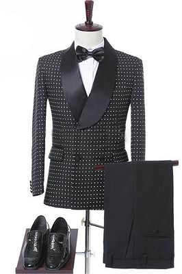 Black Double Breasted Wedding Groom Suit | Elegant Slim Fit Men Prom Suit_1