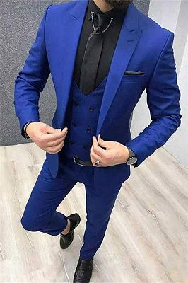 Royal Blue Peak Lapel Men Tuxedo | New Arrival Prom Men Suits with 3 Pieces_1