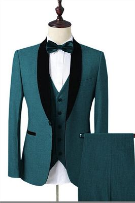 Ocean Blue Prom Suits for Men | Best Shawl Lapel Slim Fit Tuxedos_1