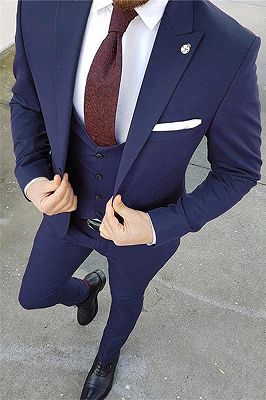 Purple Slim Fit 3 Pieces Tuxedo | Tailored Peak Lapel for Men/Groom/Wedding Dress Suit_3