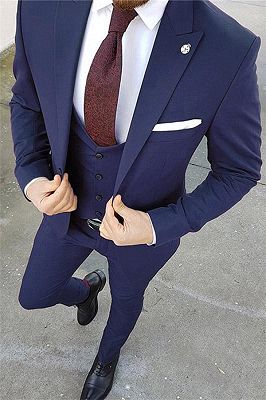 Purple Slim Fit 3 Pieces Tuxedo | Tailored Peak Lapel for Men/Groom/Wedding Dress Suit_3