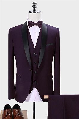 Dark Purple Business Tuxedos | Glamorous Slim Fit Men Dress Prom Suits 3 Pieces_1