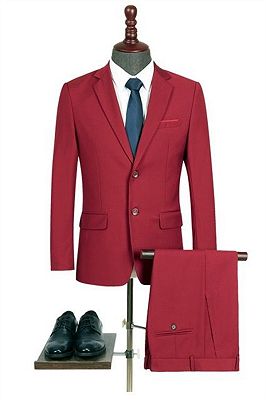 Newest Red Notched Lapel Men Suits | Bespoke Two Pieces Prom Suits for Men
