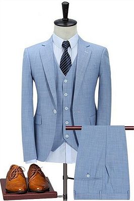 Classic Sky Blue Business Men Suits |Notched Lapel Slim Fit Tuxedo for Men