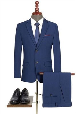 Navy Blue Business Men Suits | Two Buttons Solid Slim Tuxedo