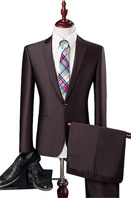 Classy Brown Formal Business Mens Suits | Slim Fit Bridegroom Tuxedos For Men Two Pieces