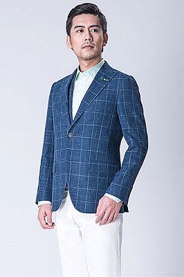 Casual Blended Blue Outdoor Balzer | Business Plaid Jacket Online