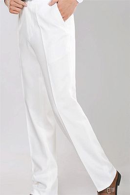 White Shawl Lapel Jacquard Groom Suits | Elegant Slim Fit Tuxedos for Wedding 2 Pieces_2
