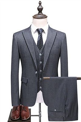 Gary Men Suits Vertical Stripe Smart Casual Suits | Slim Fit Suit 3 Piece For Business Wedding_1