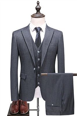 Gary Men Suits Vertical Stripe Smart Casual Suits | Slim Fit Suit 3 Piece For Business Wedding