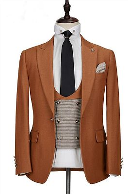 Caramel Slim Fit Dinner Suits For Men | Formal Bespoke Prom Suits Tuxedos 3 Pieces_2