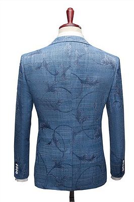 Ocean Blue Wood Business Men Suits Online | Notched Lapel Print Tuxedo